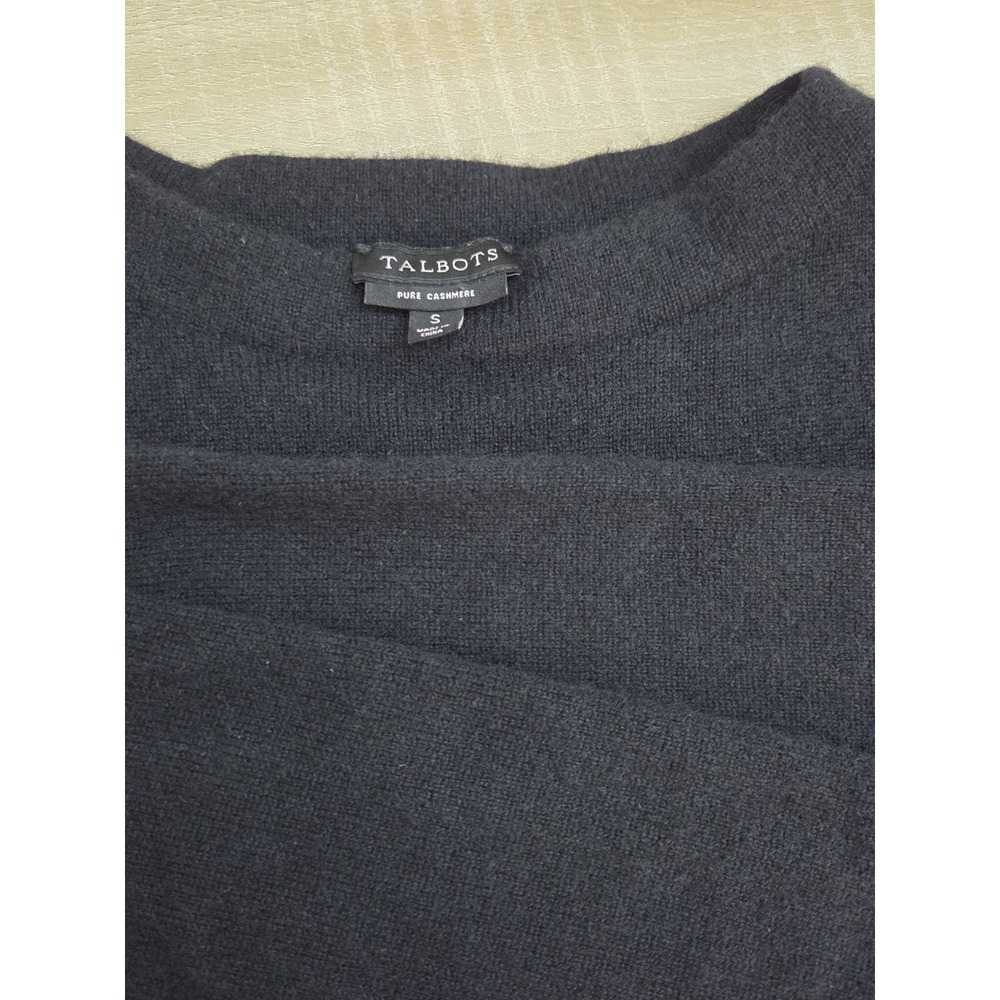 Talbots Womens‎ Pure Cashmere Crewneck Pullover Sweater Size S Black 3/4 Sleeve